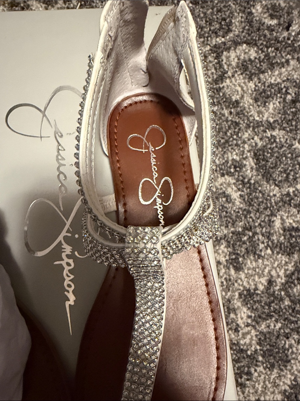 Jessica Simpson Silver Rhinestone T-Strap Sandals - Picture 3 of 5